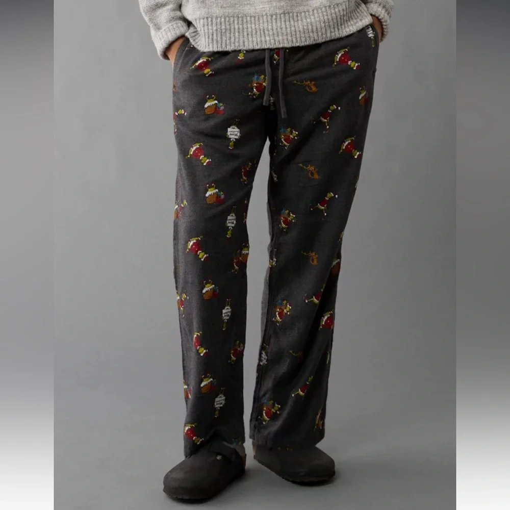 American Eagle Men’s Grinch Flannel Lounge Pajama Pants Size XXL Christmas